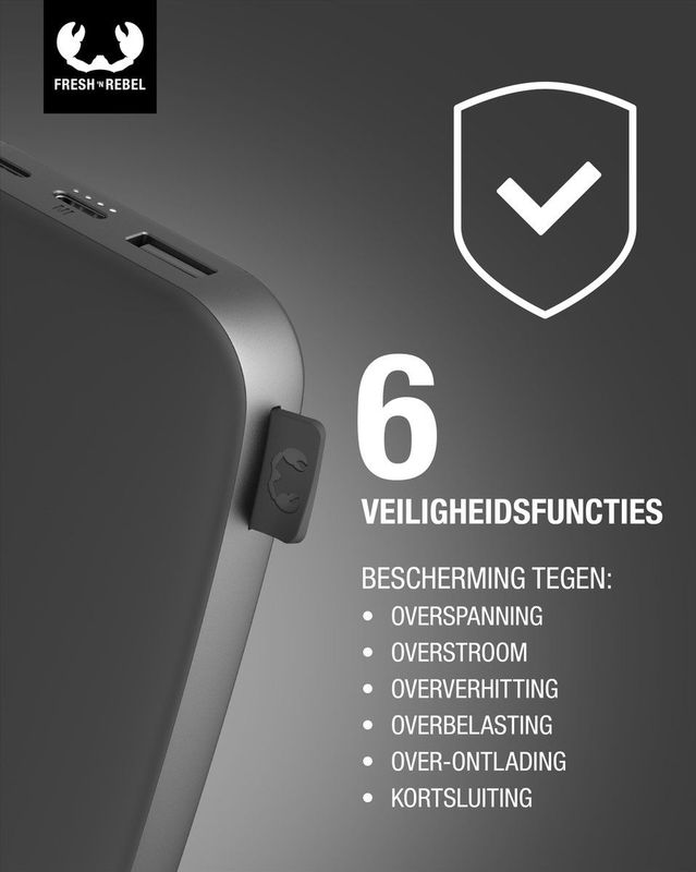 Fresh 'n Rebel - Powerbank 18000 mAh - Storm Grey - Snelladen