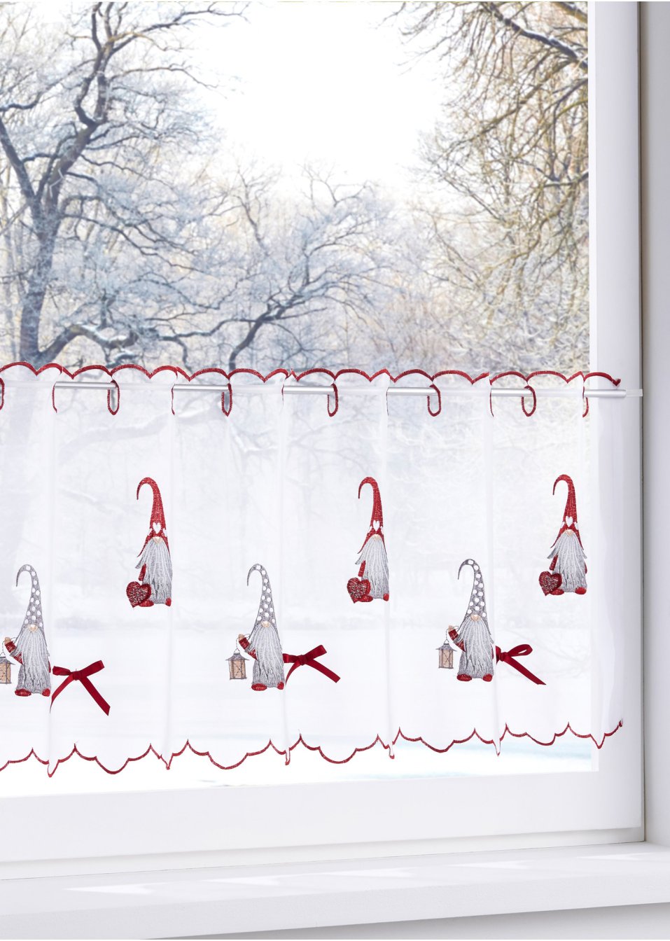 Brise-bise avec broderie de Noël