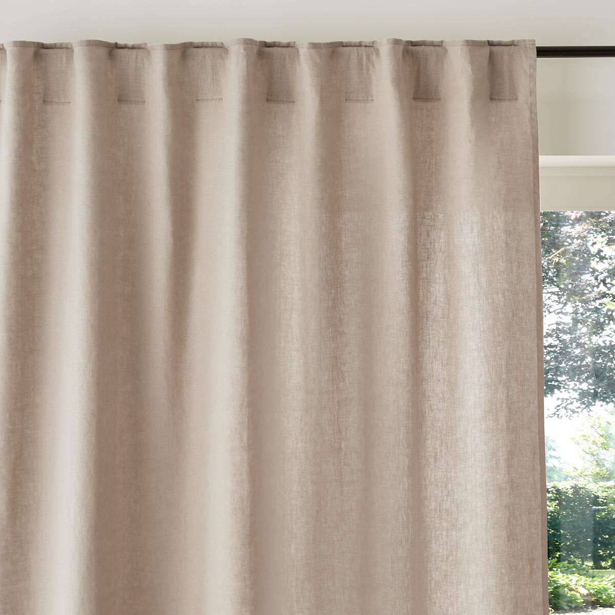 LA REDOUTE INTERIEURS<br>Cortina de linho com acabamento em laços ocultos, Elba