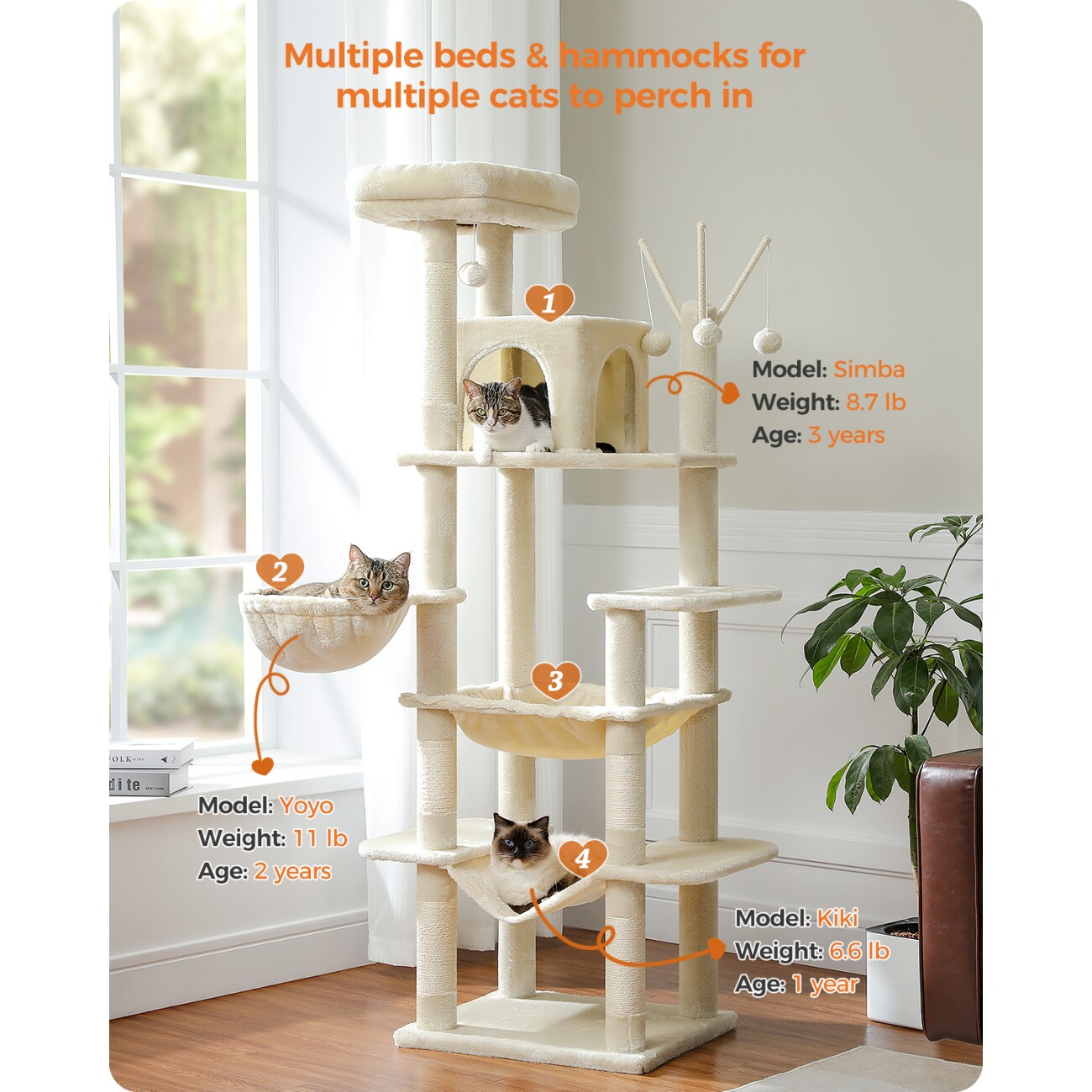 Pawz Road Kratzbaum 175cm große Katzenbaum Sisalstamm