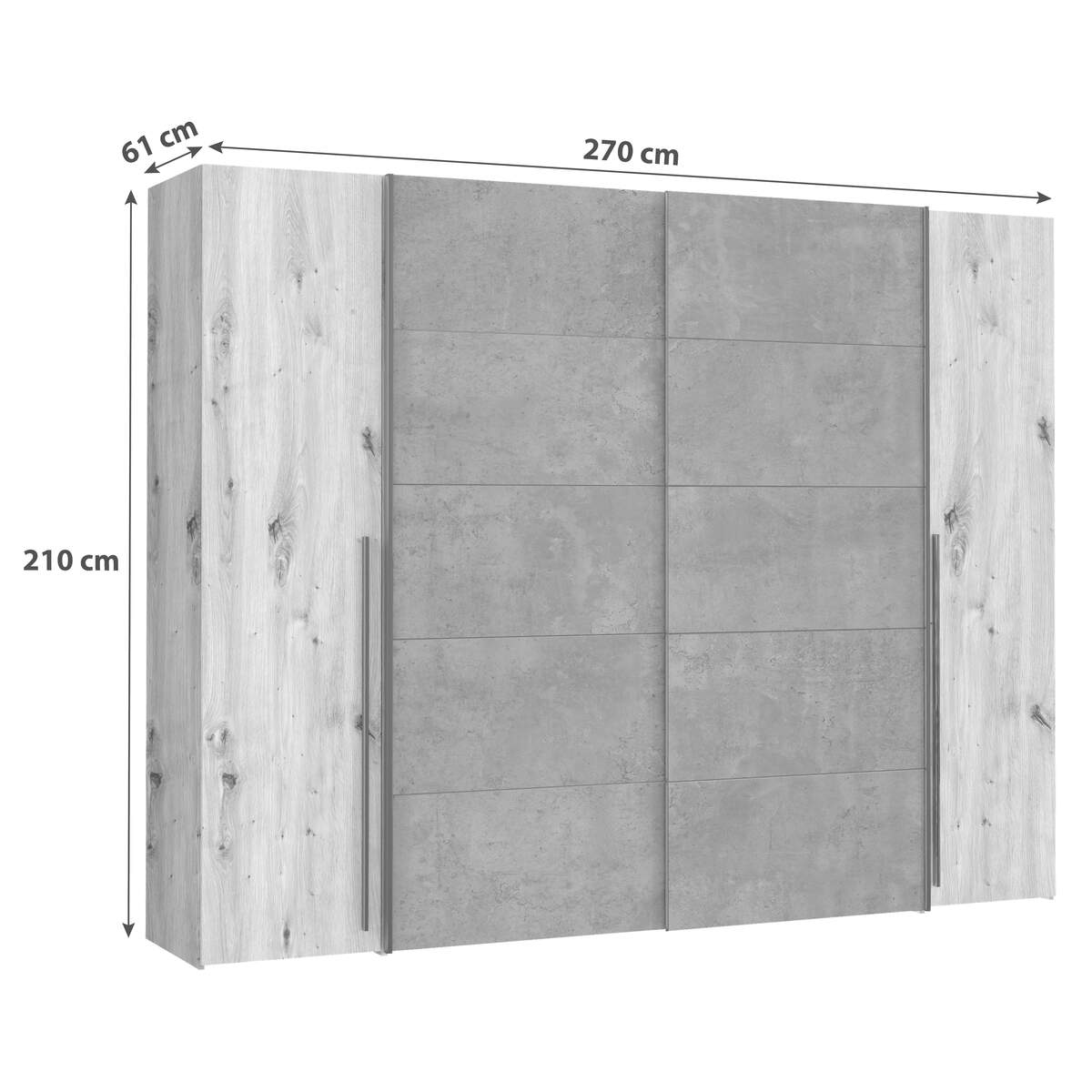 Kleiderschrank 4-trg. Naters Artisan Eiche,Betonoptik