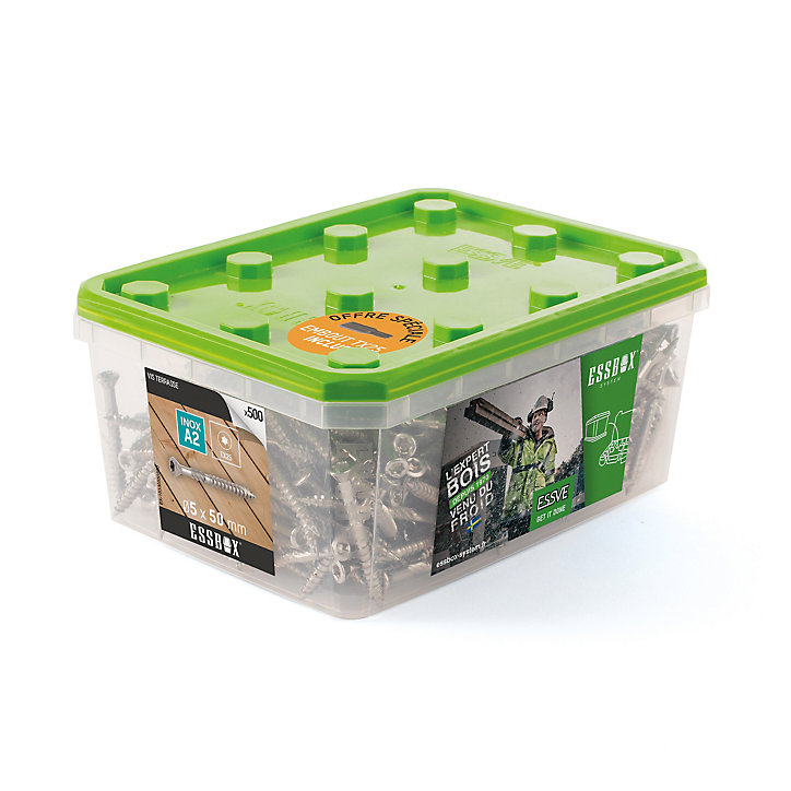 Vis terrasse inox A2 5x50 mm + 1 embout, 500 pièces