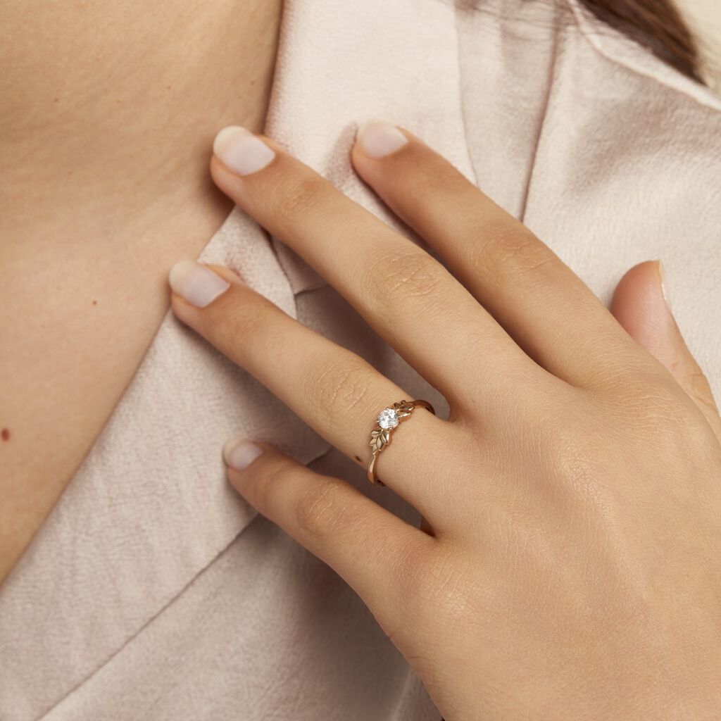 Bague Solitaire Alexine Or Jaune Oxyde De Zirconium
