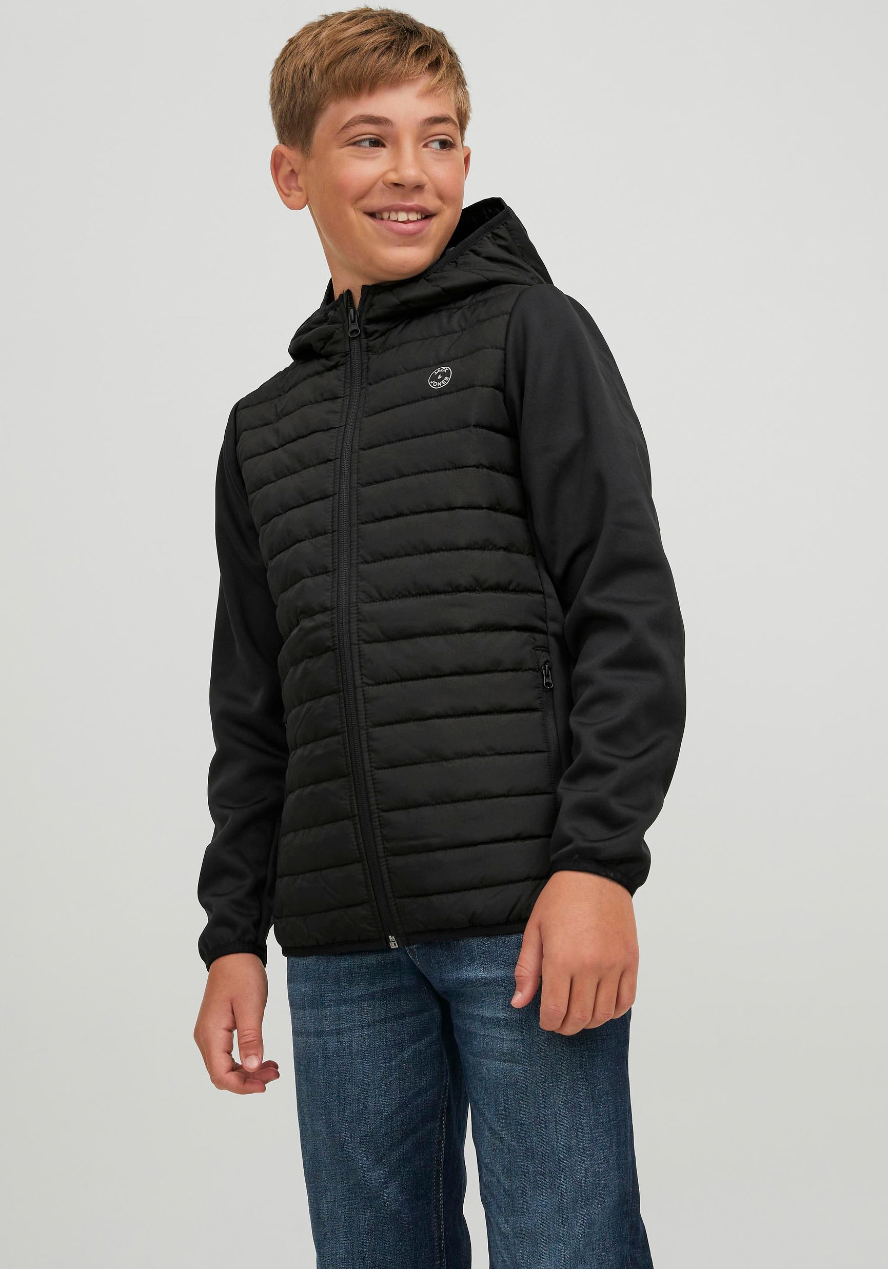 Jack & Jones Junior Steppjacke »JJEMULTI ideal für Übergang, winddicht, gesteppt« mit Kapuze unifarben, modisch, regular fit, Kapuze
