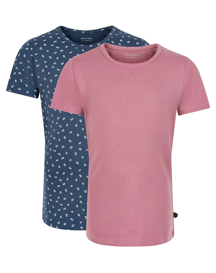 T-Shirt BASIC 33 2er Pack in rose/blau