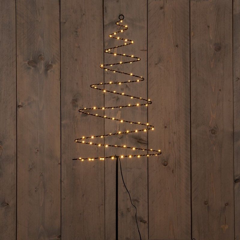 Anna's Collection - Tuinsteker - Zwart - Kerstboom met Verlichting - 33 x 103 cm