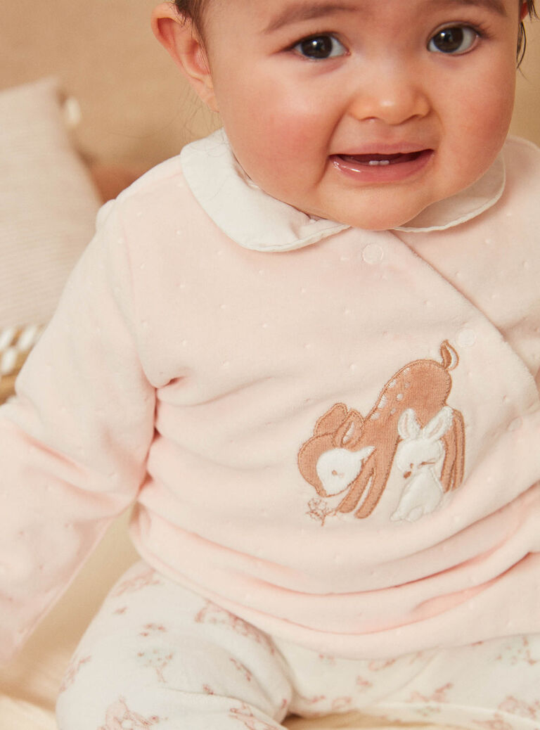 Pyjama rose et écru en velours