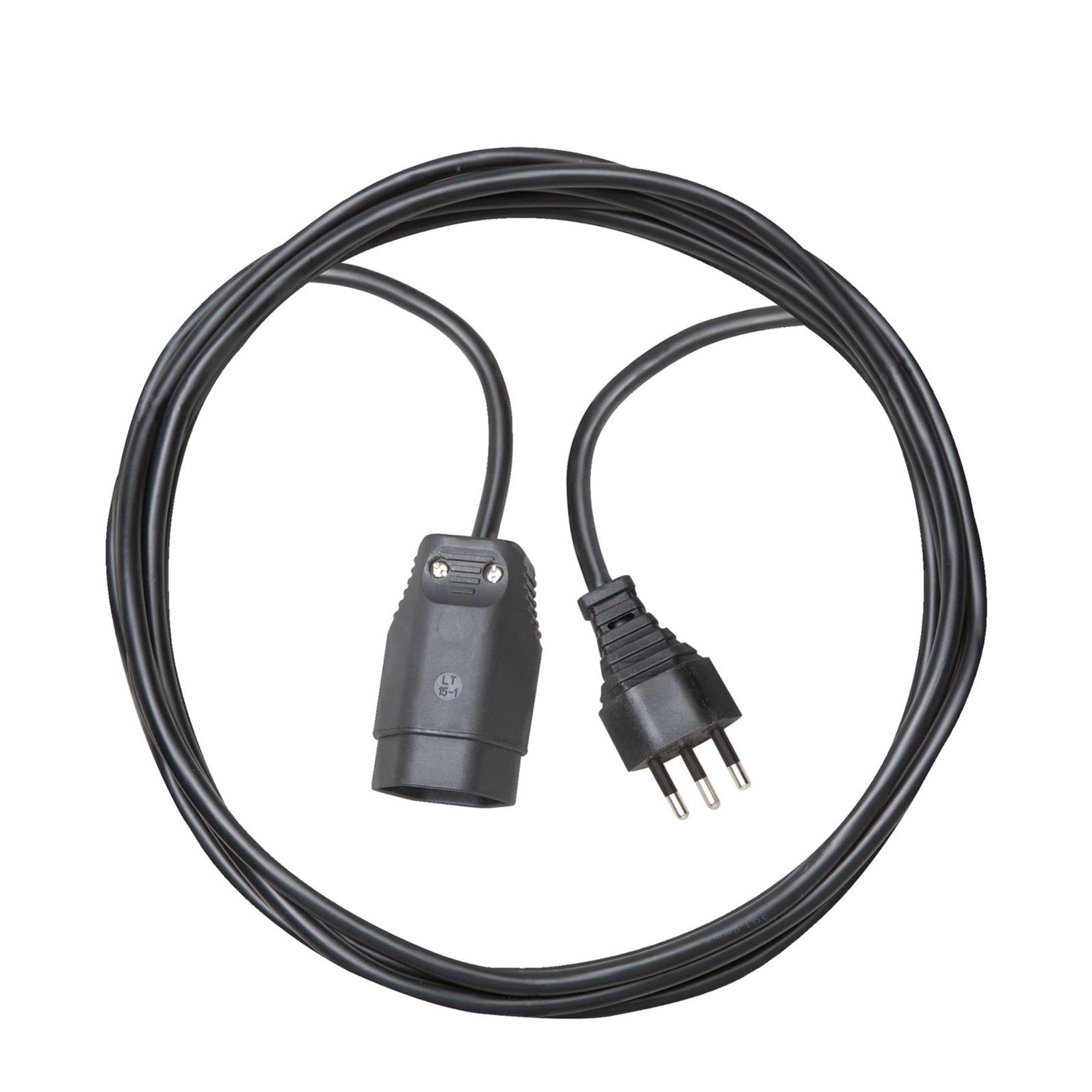 (1m) H05VV-F Verlängerungs-/ Anschlusskabel mit T12 Stecker und T13-Kupplung T12-T13 (1168402) (IP20) - Schwarz