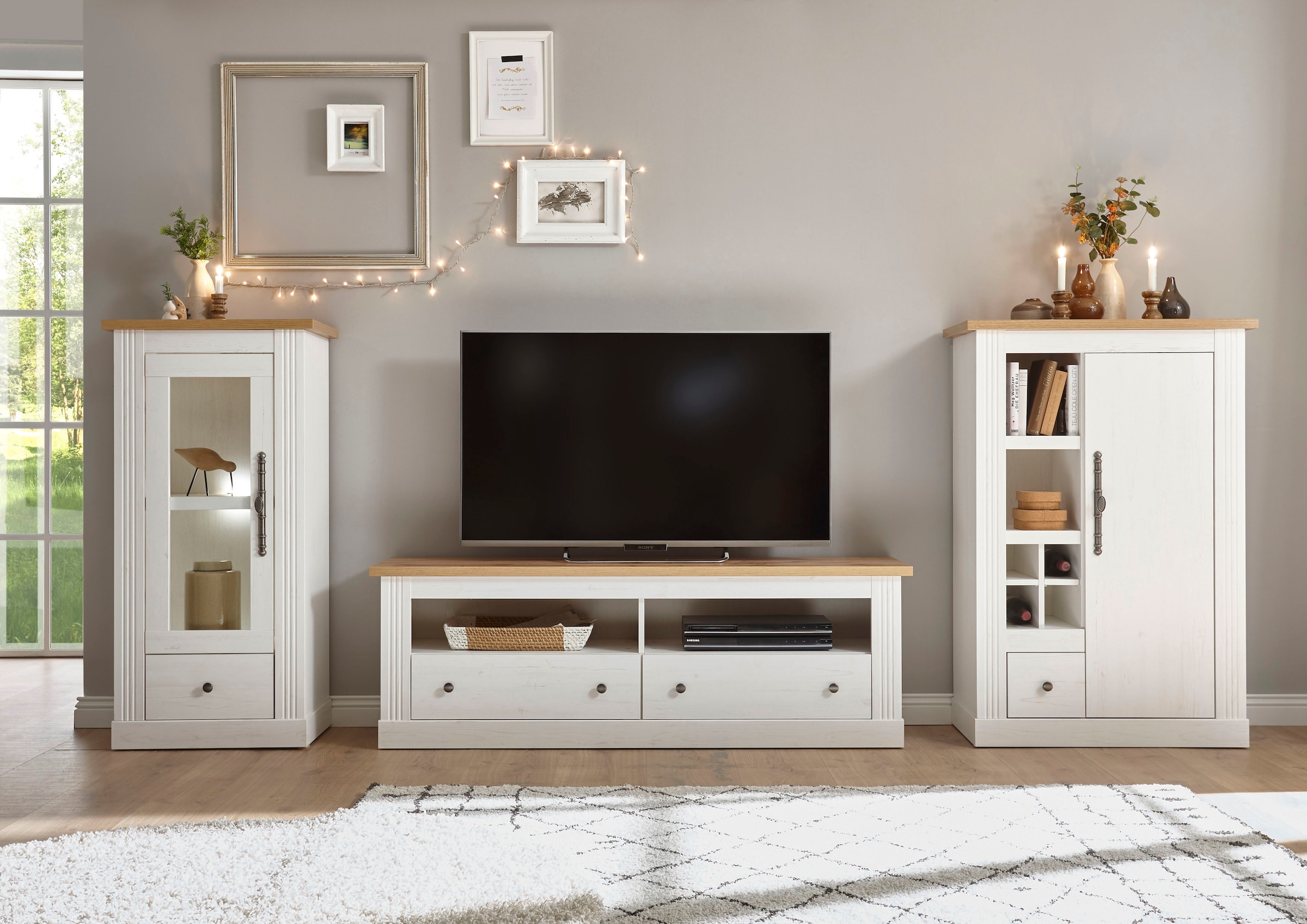 Home affaire Wohnwand »Westminster TOPSELLER!« Set, Vitrine, Lowboard, Kommode, 3 Stk. tlg.
