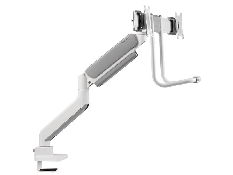 NEOMOUNTS Tischhalterung DS75-450WH2 bis 8 kg – Weiss Vollbewegliche Monitorhalterung für zwei Flachbildschirme bis zu 32