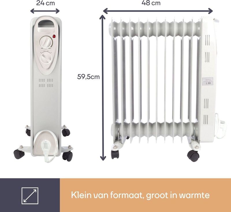 Perel - Olieradiator - 11 Ribben - 2500 W - Drie Warmtestanden