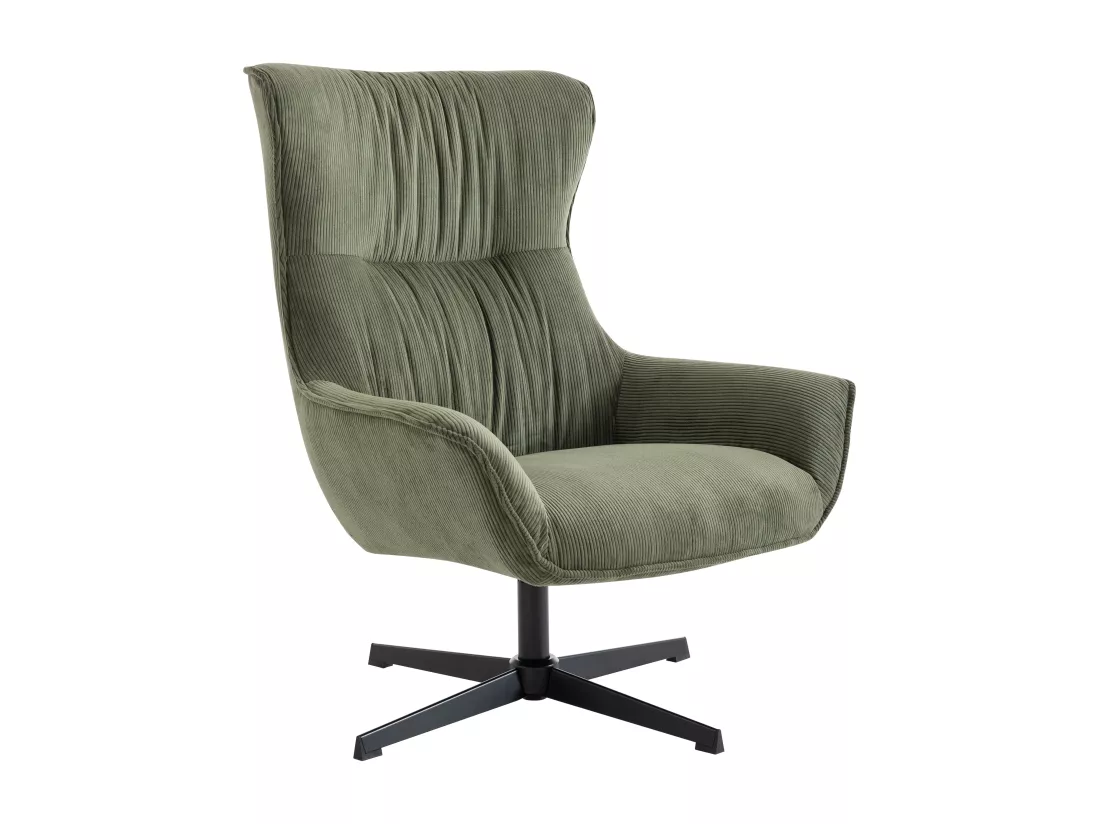 Fauteuil pivotant en velours côtelé vert GALATI