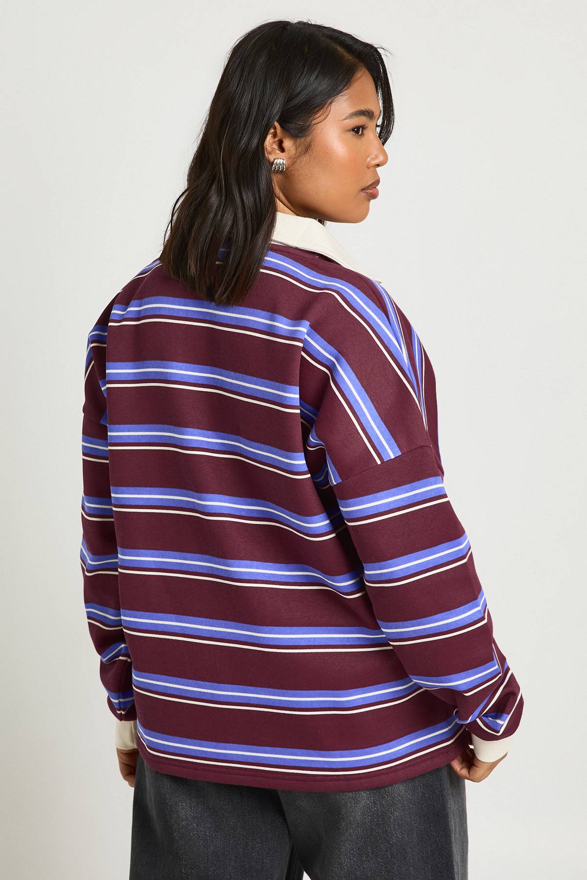 boohoo Sweat-shirt De Rugby À Rayures Plus Soho Ny