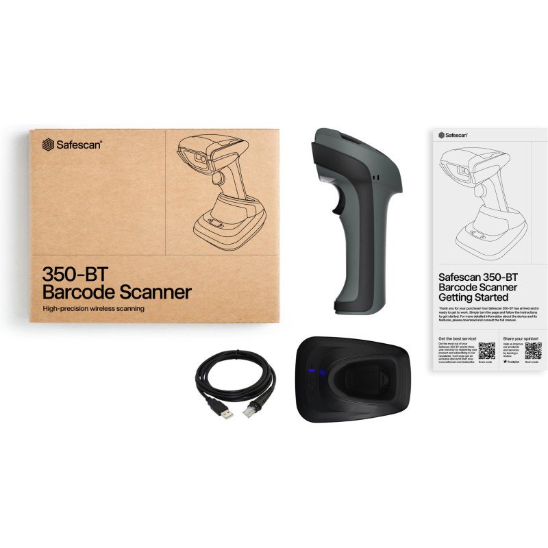Safescan 350-BT – Lecteur de codes-barres sans fil plug & play avec station de charge