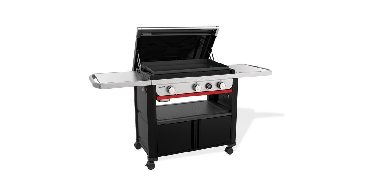 WeberSLATE GPD Premium Stand-up Griddle 76 cm Plancha gasbarbecue  (Zwart, 3 branders | opklapbare zijtafels | kastruimte | 260 °C en hoger)