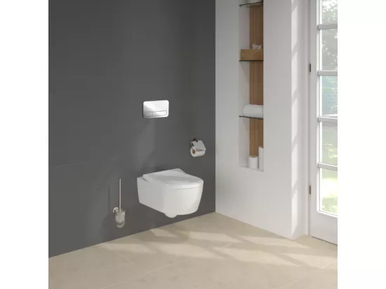 Pack WC suspendu sans bride VILLEROY ET BOCH Avento + Bâti support ViConnect Pro + abattant frein de chute + plaque chromée