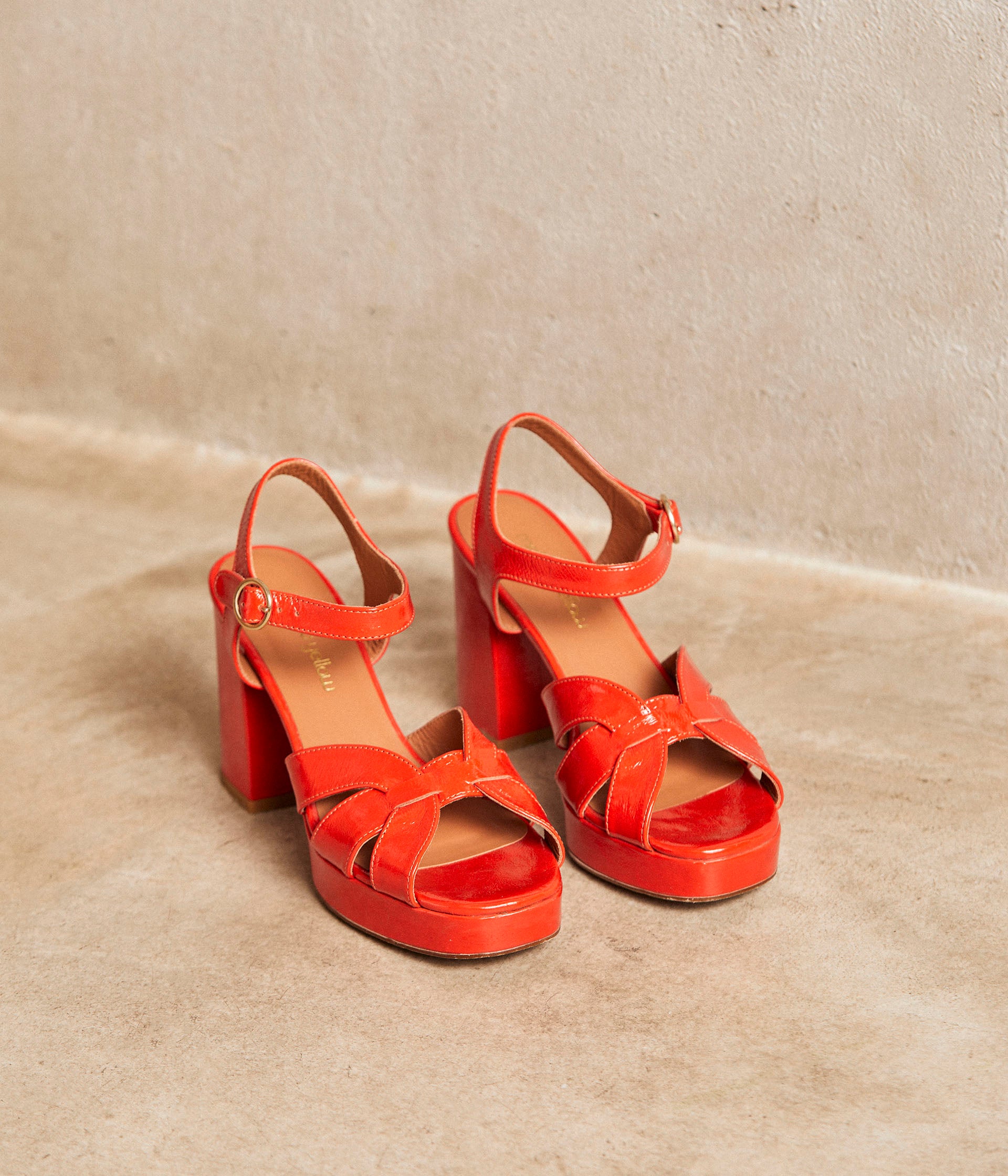 Sandales vernies orange Laure