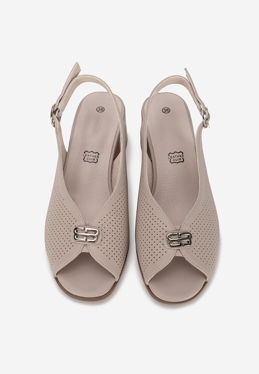 Sandales en cuir naturel beige Rabiela