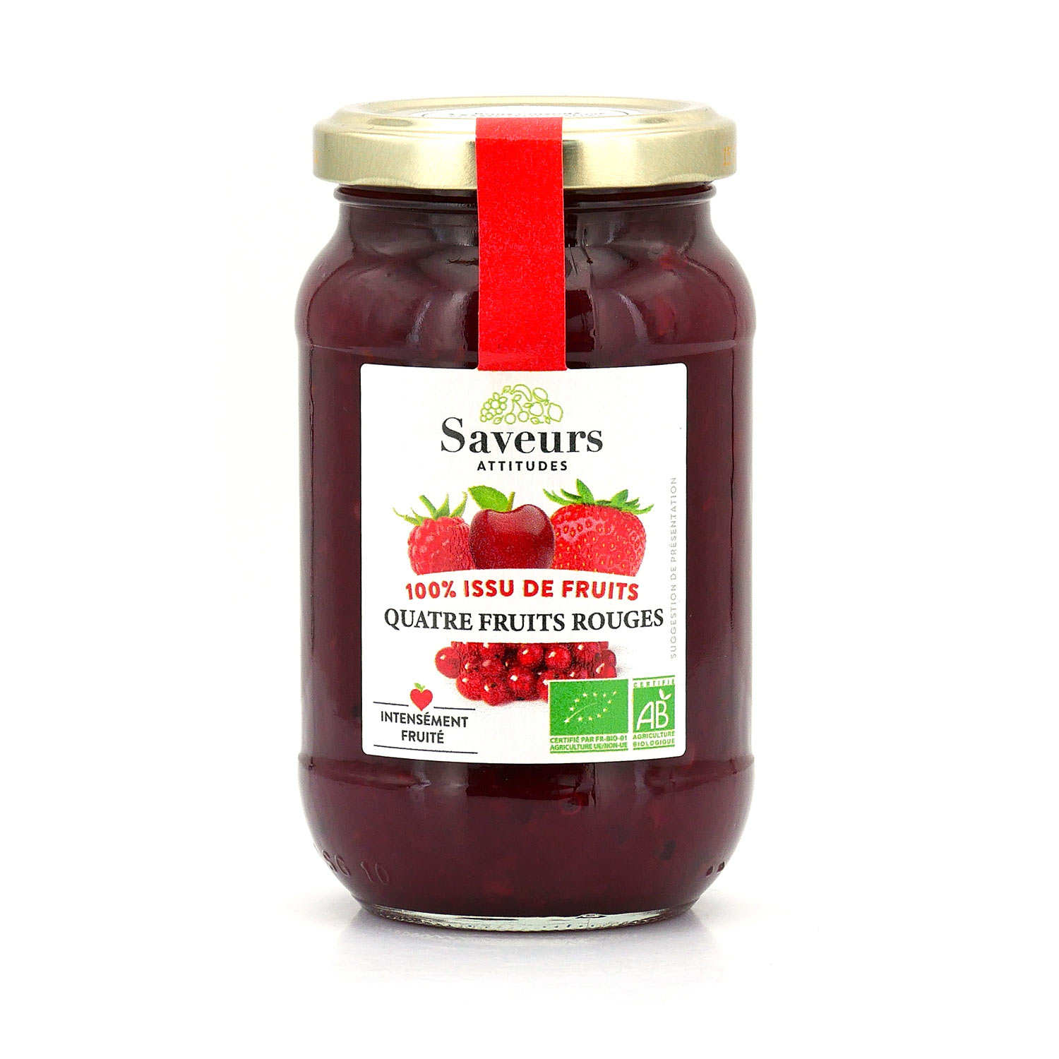 Confiture de quatre fruits rouges bio sans sucre ajouté