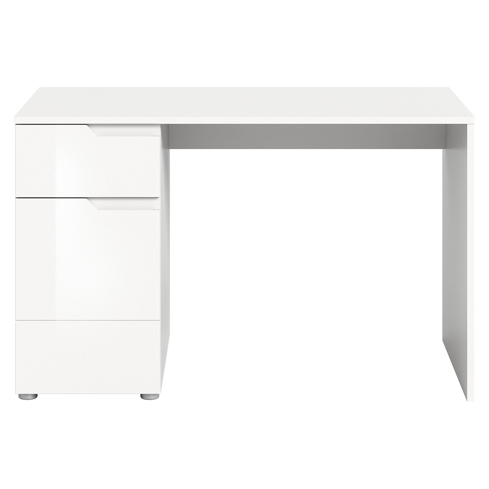 Schreibtisch HILTON - alpinweiß - weiß Hochglanz - 120 cm breit