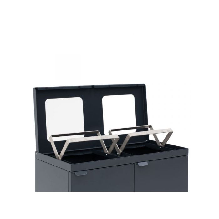 Buiten afvalbak 2x65 liter Bica 867 Afvalscheidingsunit 2x65 Liter Antraciet Model VB195329 (8713631195329)