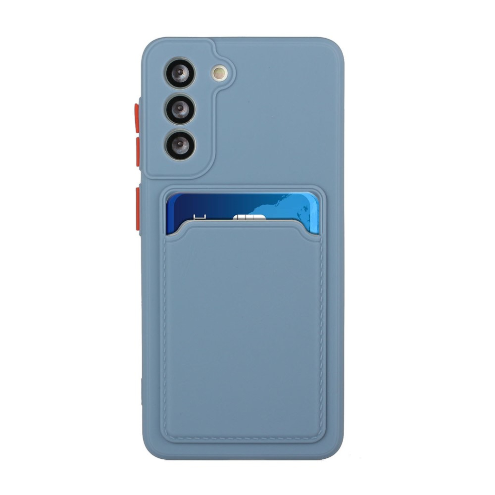 Samsung Galaxy S21 FE 5G Gummi Case Hülle mit Kartenfach - Blau / Orange