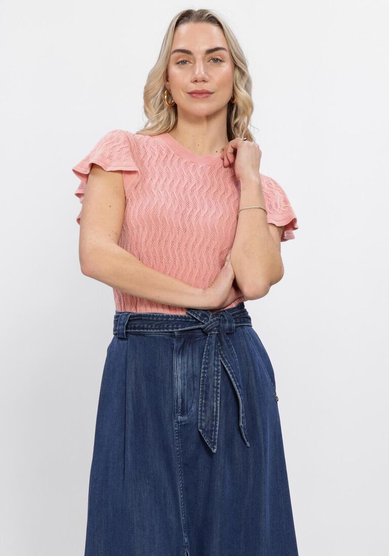 roze mos mosh top mmganna pattern o-neck knit top