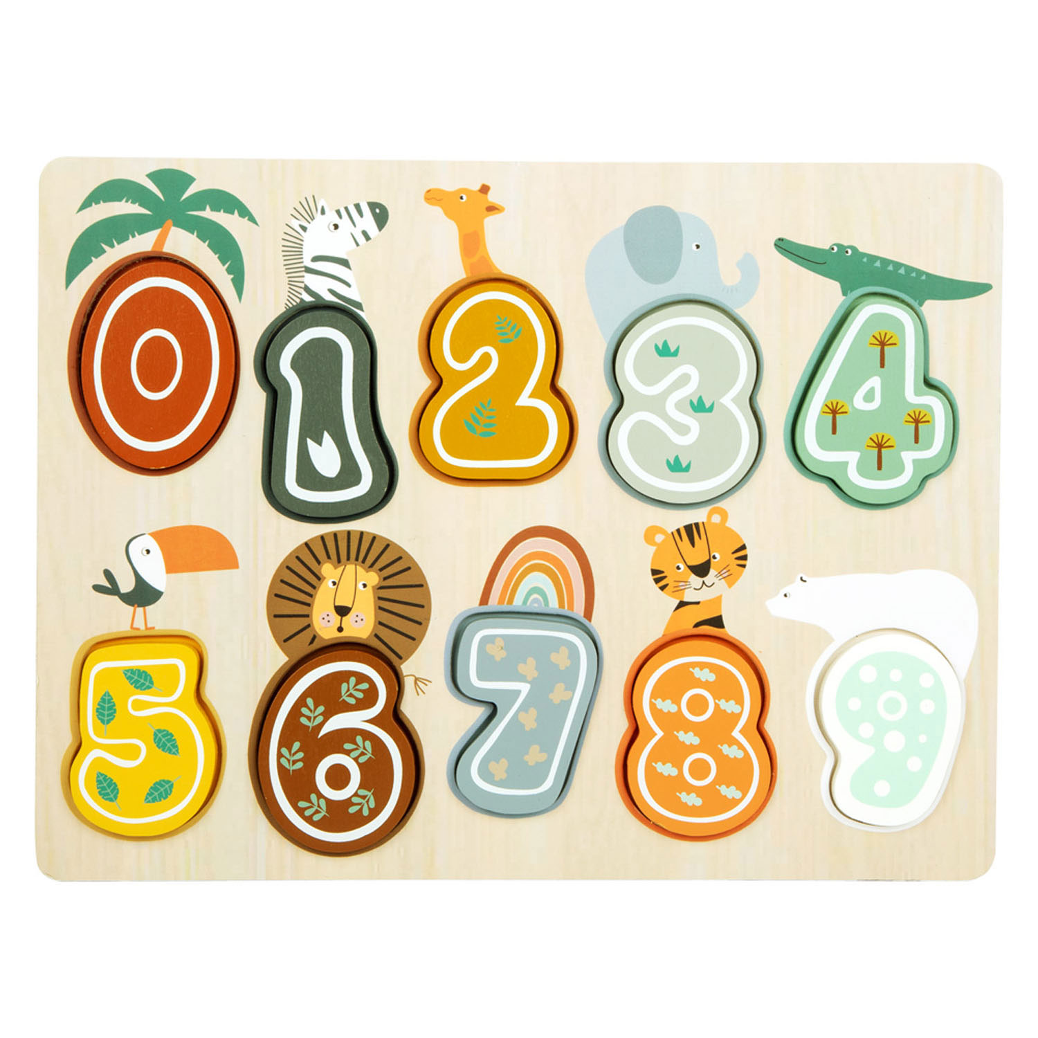 Small Foot-Houten Cijfer Puzzel Safari