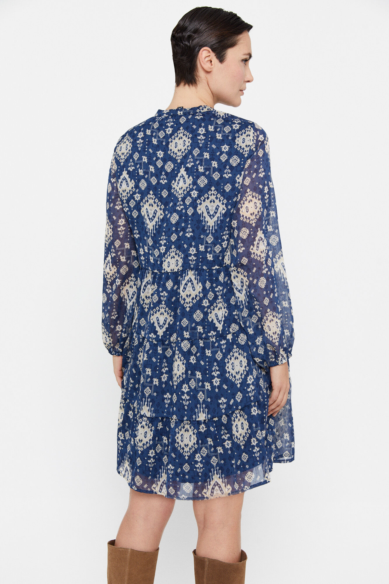 Vestido curto reciclado - Estampa azul