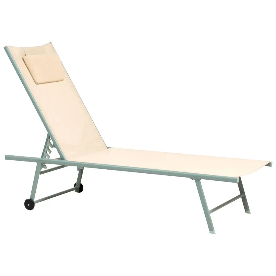 SORONI - Ligstoel set van 2 - Groen/Beige - Staal