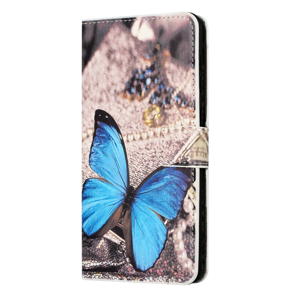 Samsung Galaxy A55 Leder Tasche - Blauer Schmetterling