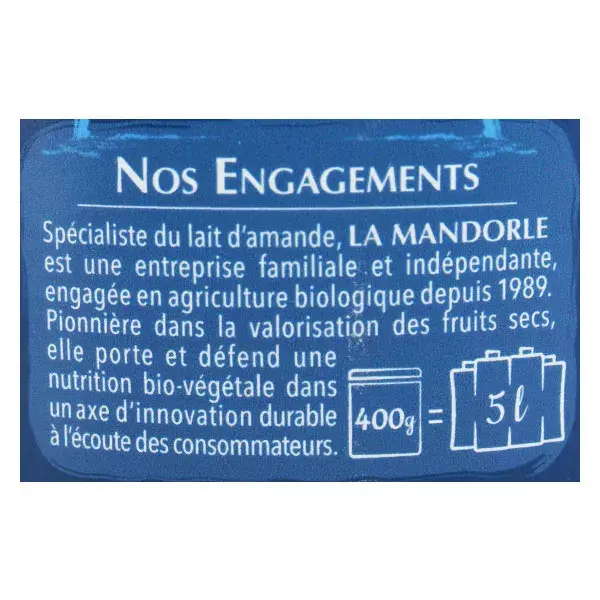 La Mandorle Bebida Instantânea em Pó Orgânico Omega Leite de Amêndoa 400g