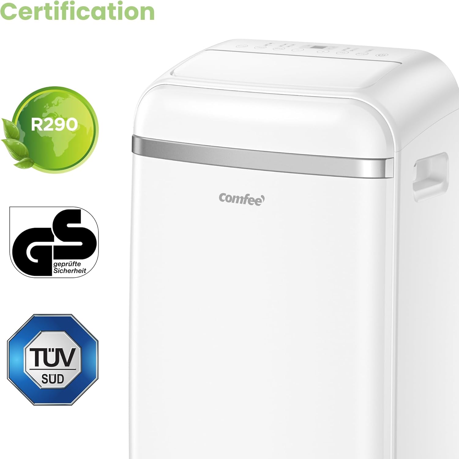 COMFEE' Climatiseur Mobile 9000 BTU/h 2,6kW, 3-EN-1 Refroidisseur Déshumidificateur Ventilateur, Fonction Follow me, Minuterie, Mode nuit, Pour salon et maison de 33㎡/88m³, MPPH-09CRN7, R290