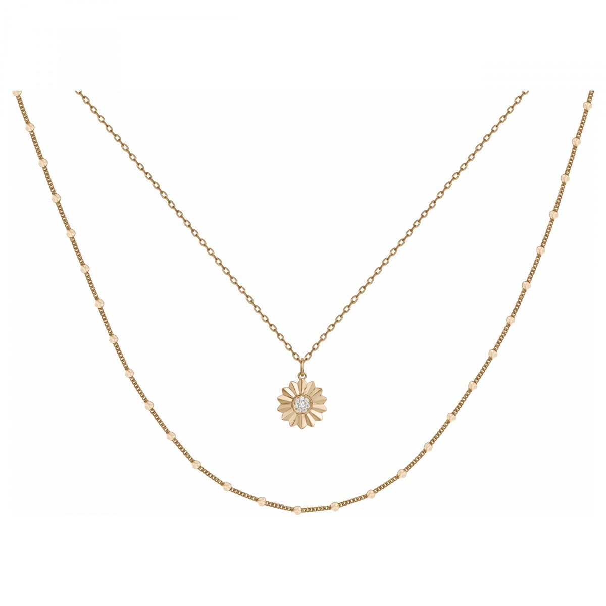 Collier en Plaqué Or avec oxyde de zirconium blanc