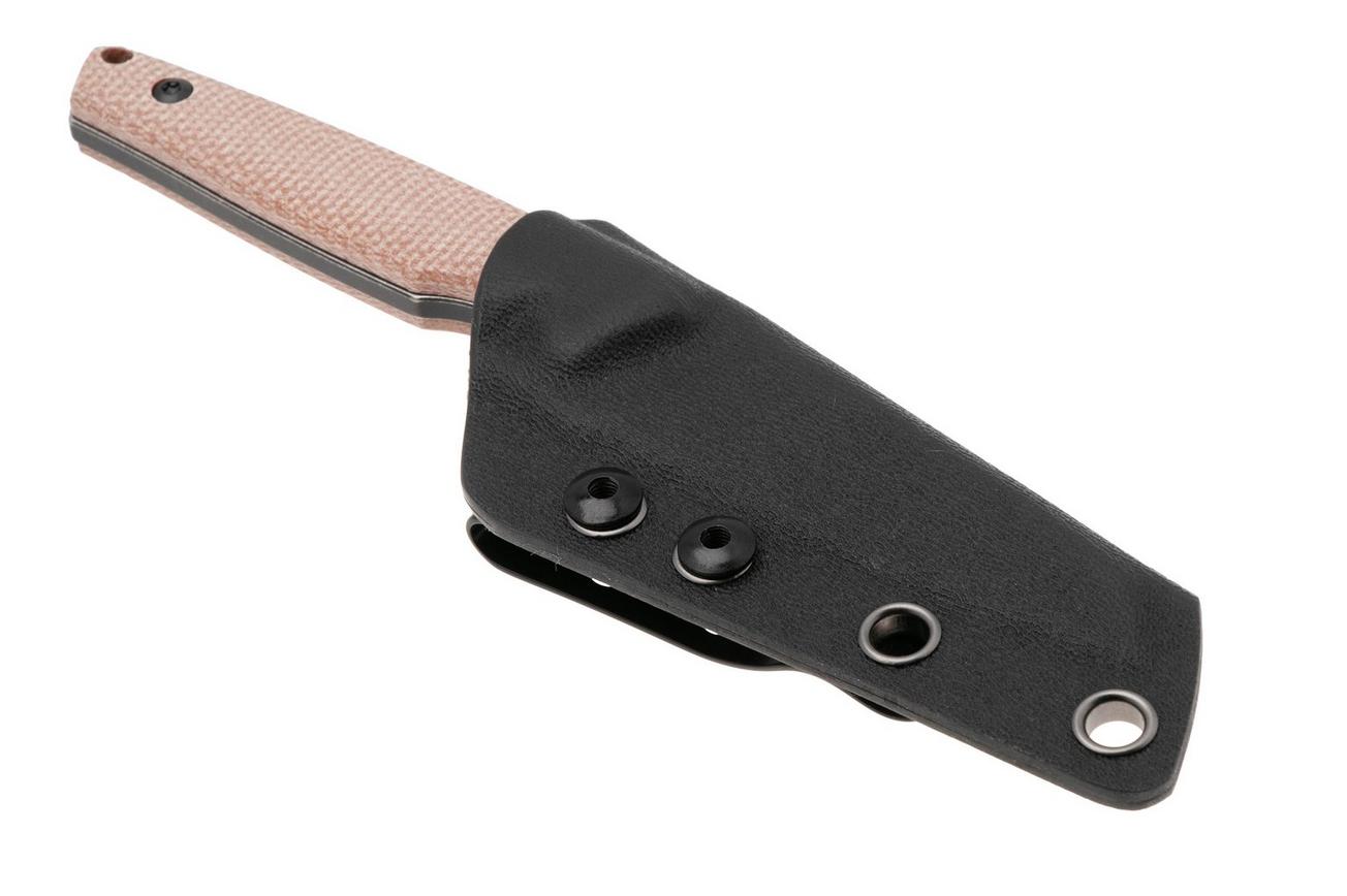 Tenable Knives Parr G011B4 Blackwashed 14C28N, Brown Micarta, vaststaand mes, Jonathan Styles design