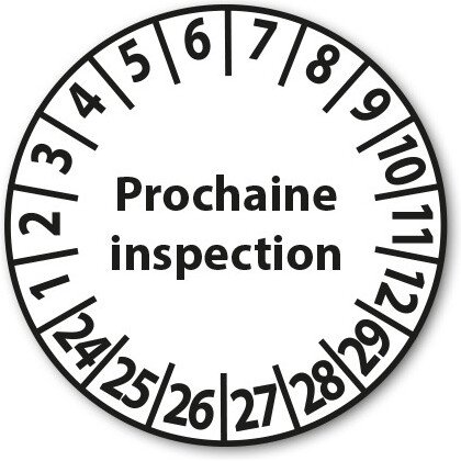 Pastilles Calendrier adhésives - Prochaine inspection - Ø 25 mm