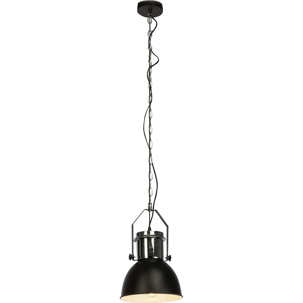 Luminaire à suspension filaire métal noir et chrome Salford Brilliant