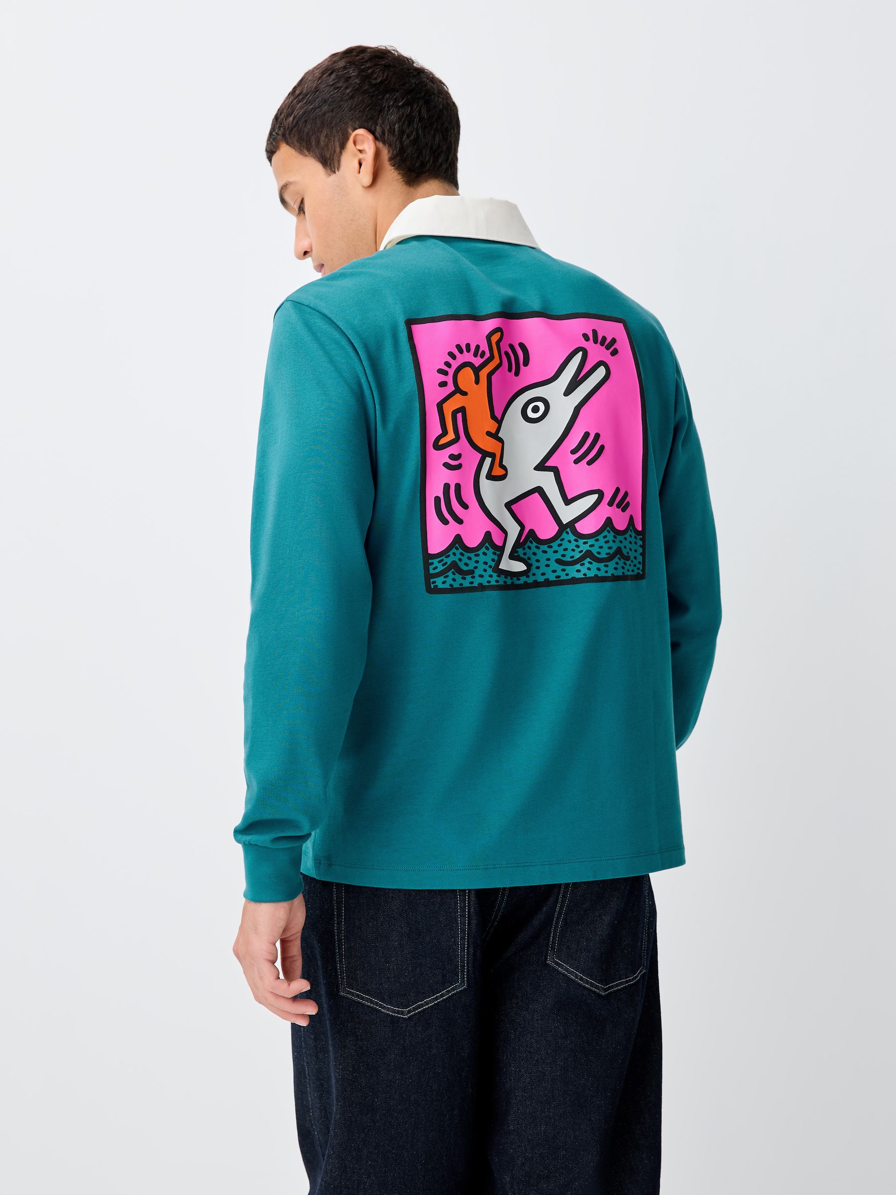 Blauwgroene Keith Haring-licentie - Rugbyshirt