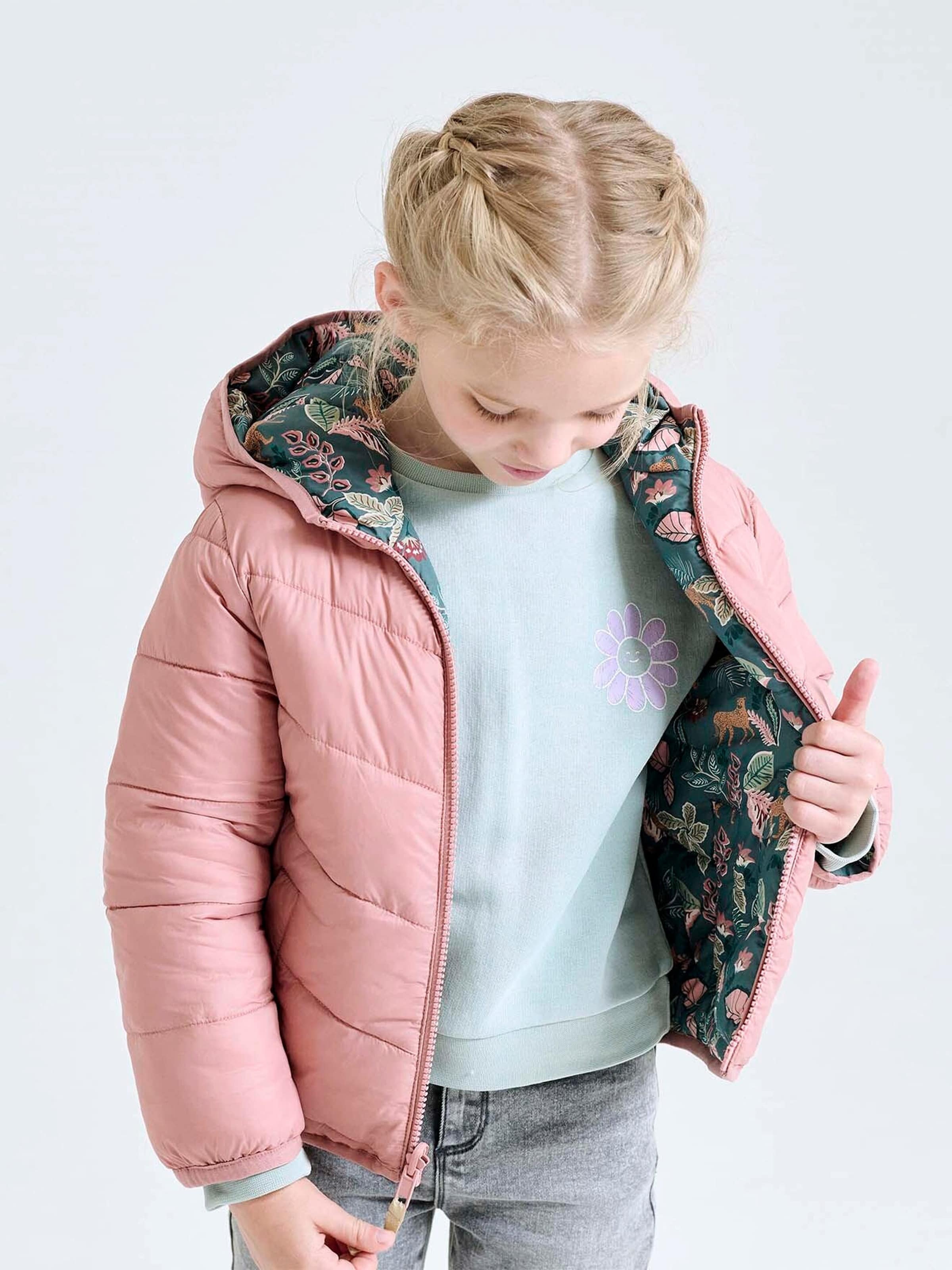 Vertbaudet Leichte Mädchen Wende-Steppjacke mit Recycling-Polyester smaragdgrün