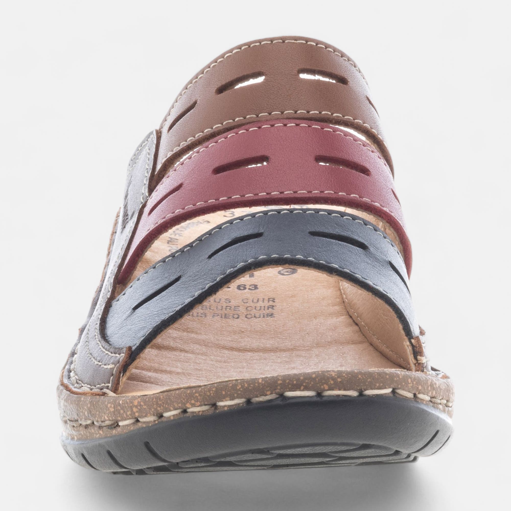 Nu-pieds confort Femme en cuir multicolore
