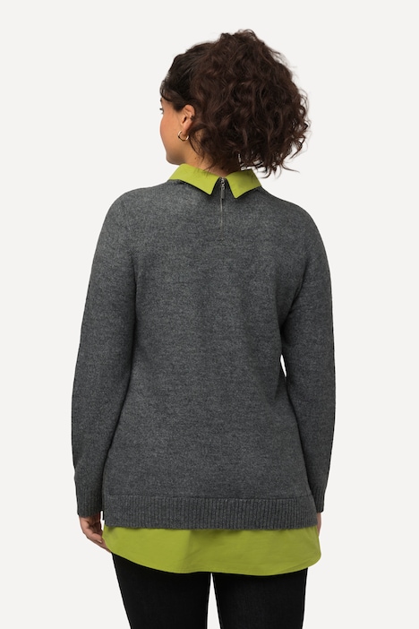 Pullover, A-Linie, Hemdkragen, Langarm