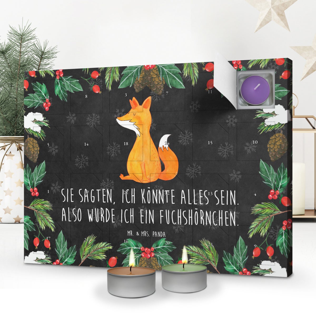 Mr. & Mrs. Panda Geurkaars Adventskalender Eenhoorn Wens - Zwart
