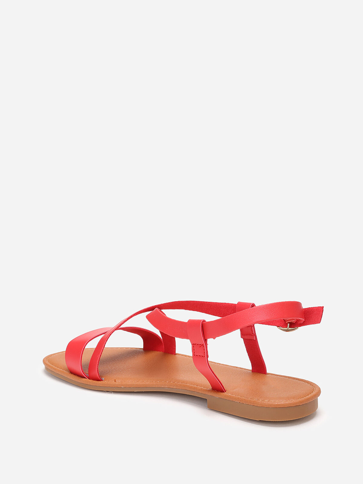 Sandales plates avec fines brides- Rouge