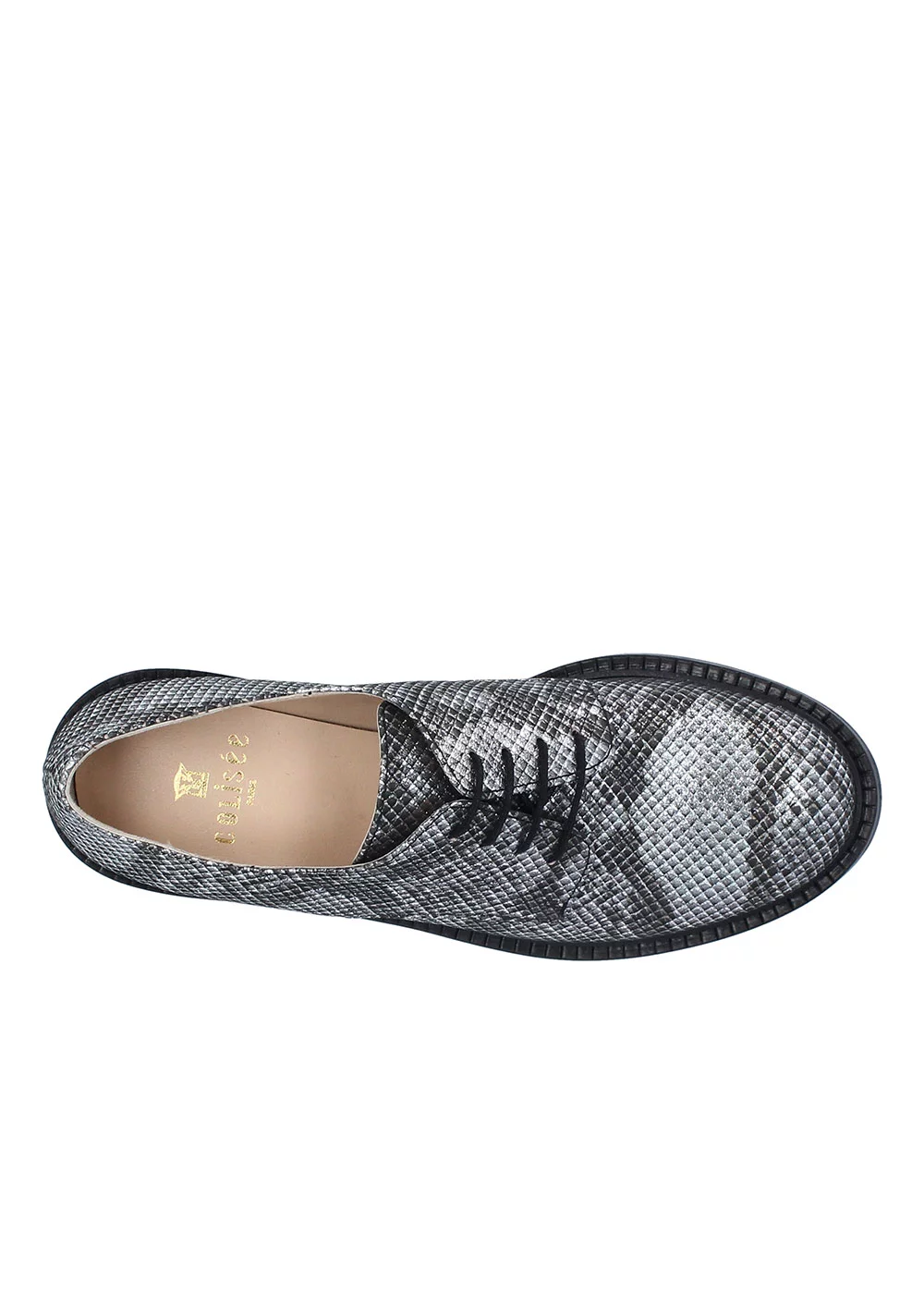 DERBY VENISE CUIR IMPRIME PYTHON GRIS ET NOIR