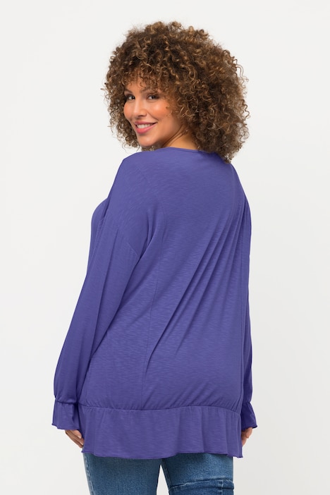 Shirt, Volants, Oversized, Rundhals, Langarm