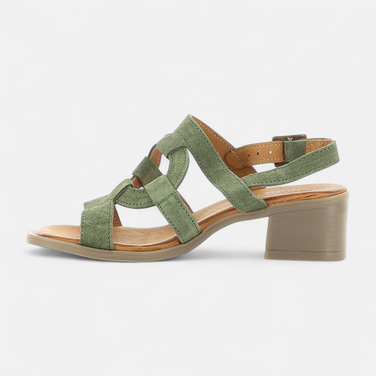 Nu-pieds Femme en cuir kaki