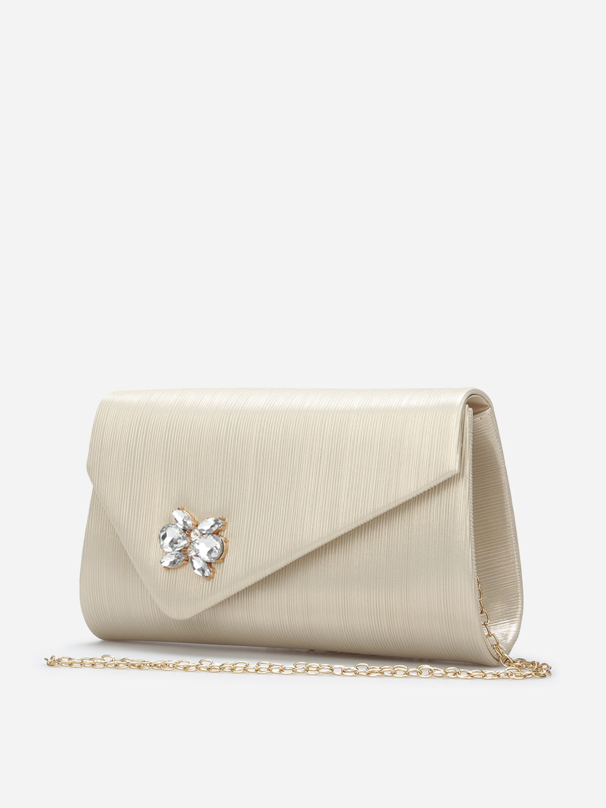 Pochette asymétrique à strass- Doré