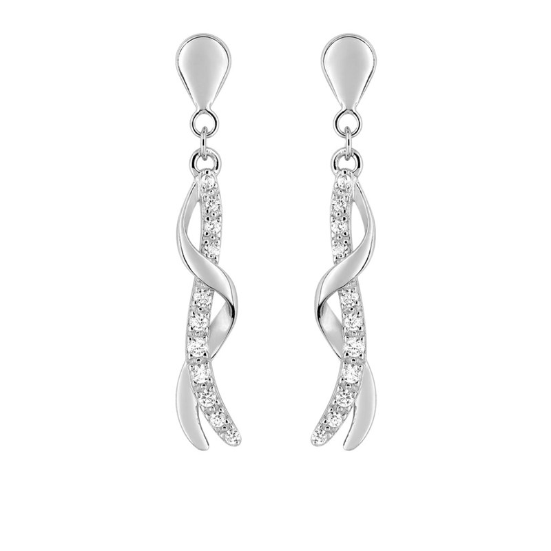 Boucles d'oreilles femme pendantes - Oxyde de zirconium - Or 18 Carats