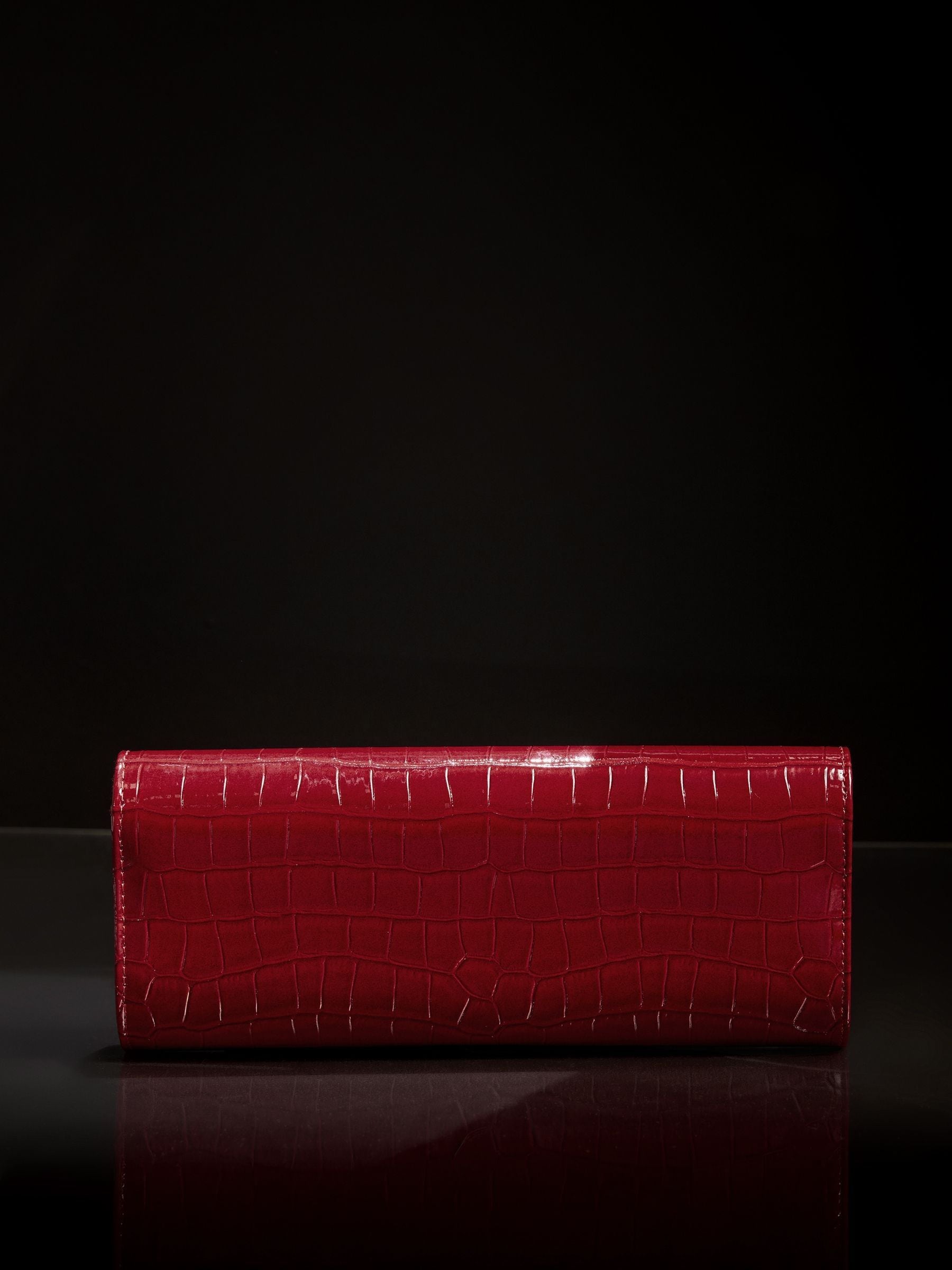 Rood met krokodillenleereffect - Lipsy Clutch Bag