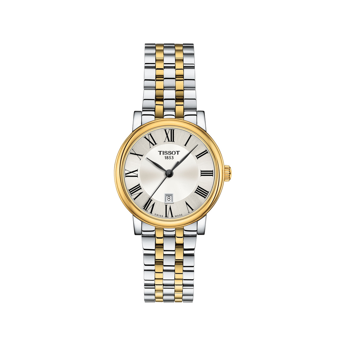 Montre TISSOT T-classic femme bracelet acier inoxydable bicolore jaune